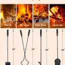 Tomersun Fireplace Tools 5 Pcs 31.5In Fireplace Tool Set Indoor Fireside Accessories Large Fire Place Tools Set Outdoor Fireplace Kit with Poker Shovel Tongs Brush, Stand
