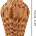 Rattan Wicker Woven Flower Vase, 17" Tall Handmade Wicker Vase for Dried Flowers & Pampas Grass, Rustic Farmhouse Floor & Tabletop Urn for Living Room Entryway Boho Decor (Light Brown)