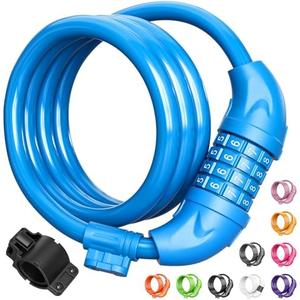Titanker Bike Lock, Bicycle Lock 4 Feet Cable Lock 1/2 Inch Resettable Bike Lock Combination with Mounting Bracket, Bike Accessories for Bicycle, Electric Scooter, Motorcycle
