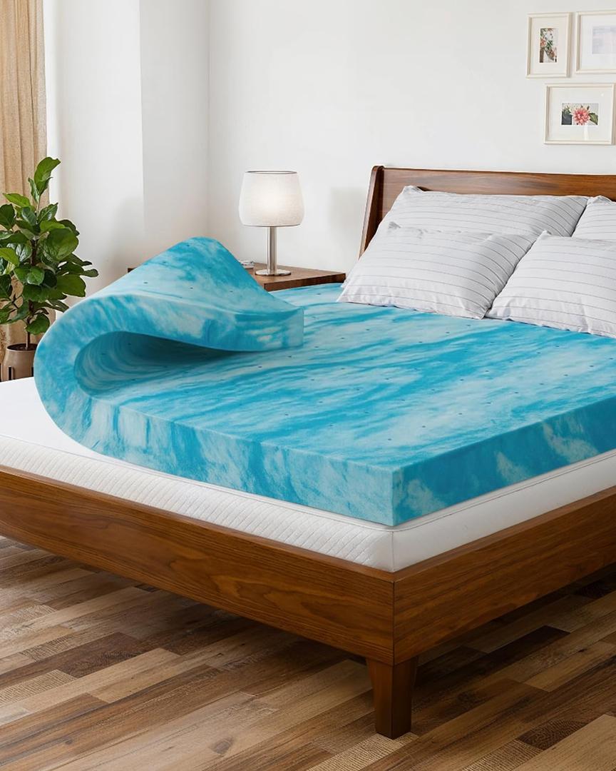 4 Inch King Memory Foam Mattress Topper - Cooling Gel Infused Bed Topper - Soft Ventilated Mattress Pad for Pressure Relief & Pain-Free Sleep - CertiPUR-US & Oeko-TEX