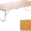 Moosinily Mini Small Camping Table 3FT Folding Picnic Table Foldable Low Camp Table Portable Short Aluminum Outdoor Short Floor Beach BBQ Yellow 35.215.7 inch