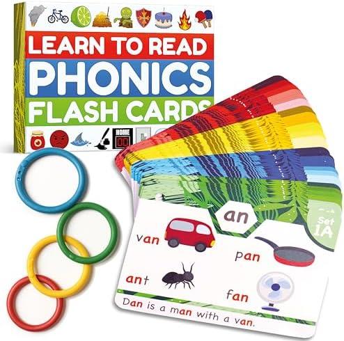 Phonics Flash Cards - Learn to Read in 20 Stages - Digraphs CVC Blends Long Vowel Sounds - Games for Kids Ages 4-8 Kindergarten First Second Grade Homeschool Educational Study Activity