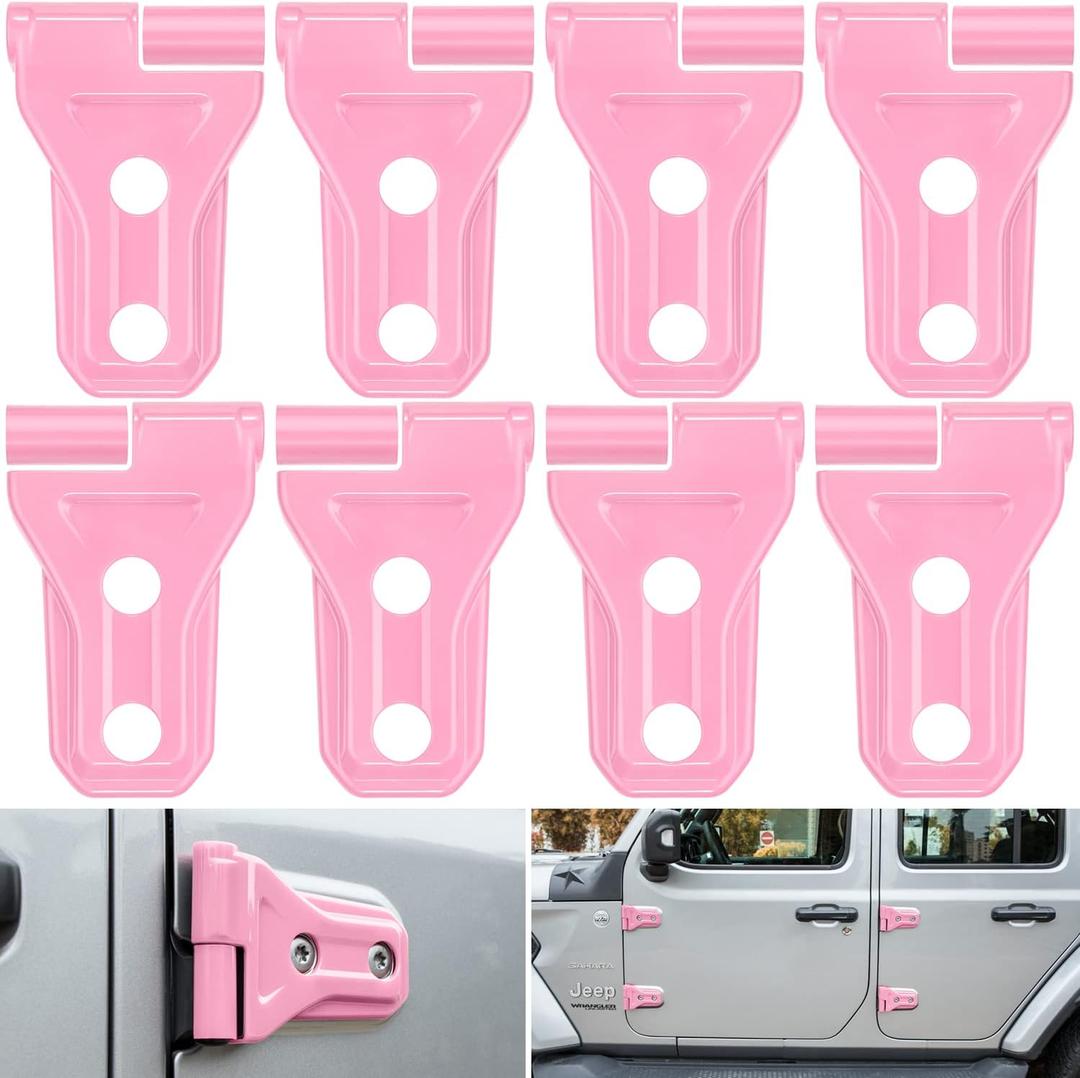 Door Hinge Cover Trim Exterior Accessories Decoration for 2018-2025 Jeep Wrangler JL JLU Sport Sahara Freedom Rubicon Unlimited & Gladiator JT 2-Door and 4-Door (Pink 8PCS)