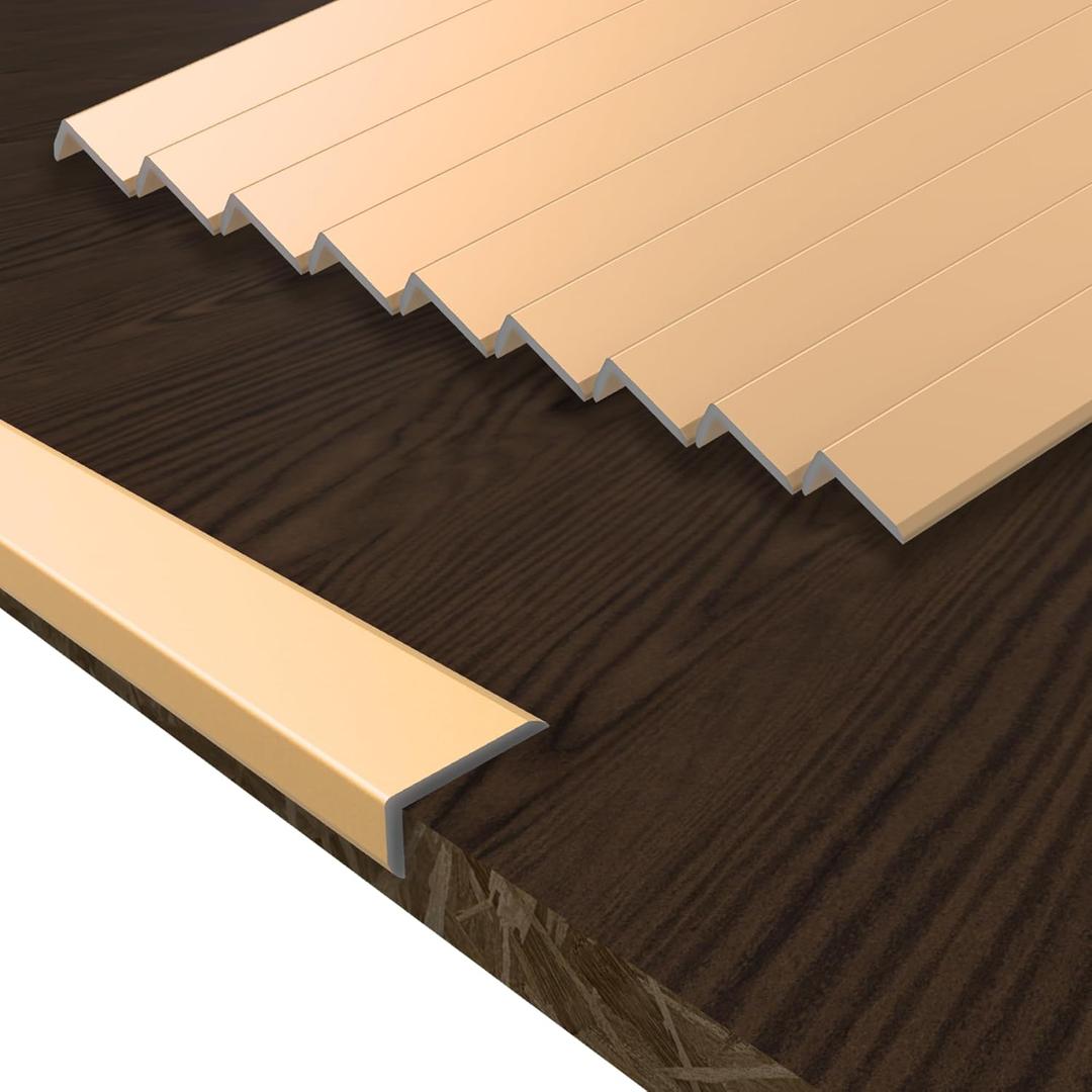 10-Pack 12 Inch Peel and Stick Aluminum Tile Trim, Decorative Kitchen Backsplash Trim Edge, Self Adhesive Tile Liner, Tile Edge Trim, Aluminum Corner Trim (Matte Gold (10 Pack x 12 inch))