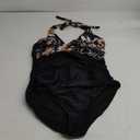 SUUKSESS Women Sexy Tummy Control One Piece Swimsuits Halter Push Up Bathing Suits (#1 Retro Floral Black, XL)