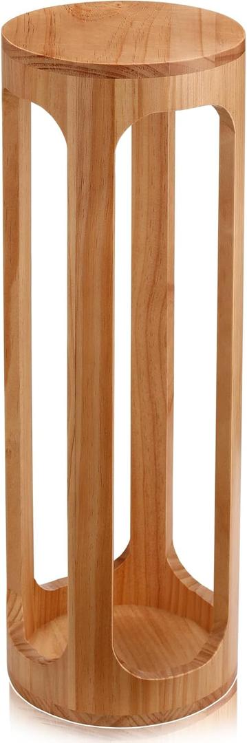 Small End Table 8 x 23 Small Side Table Wooden Round Coffee Drink Desk Burlywood Boho Circle Wood Accent Pedestal Desk for Living Room Plant Stand or Bedroom Nightstand, Original Wood Color 