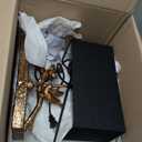 Creative Co-Op Rustic Resin Bird Table Lamp with Black Rectangle Shade, Gold Finish