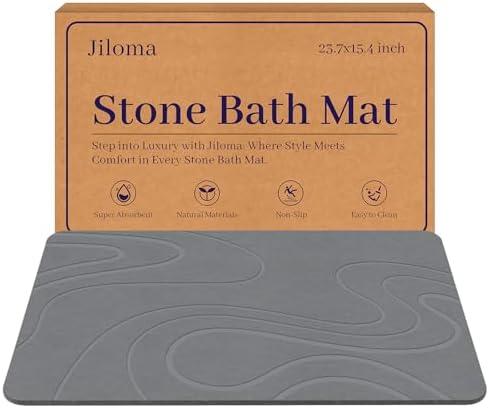 Jiloma Stone Bath Mat Diatomite Stone Mats for Bathroom Non-Slip Diatomaceous Earth Shower Mat Super Absorbent Bathroom Floor Mat Natural Easy to Clean(24 * 16 Grey) Jiloma Stone Bath Mat Diatomite Stone Mats for Bathroom Non-Slip Diatomaceous Earth Shower Mat Super Absorbent Bathroom Floor Mat Natural Easy to Clean(24 * 16 Grey)
