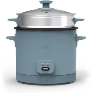 bella 16 Cup Rice Cooker with Steamer, Dishwasher Safe Steaming Basket, Rice Paddle and Measuring Cup, Removable Nonstick Cooking Bowl, Automatic Keep Warm Function, 400 Watt, Surf