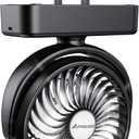 Portable Camping Fan with LED Lantern- 40H Work Time Rechargeable Battery Operated Fan with Hanging Hook for Tent Car RV Hurricane Emergency Outages Survival Kit (5")