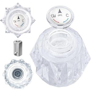 Shower Knob Replacement for RP41661, Shower Handle Replacement Compatible with Delta and Peerless Single Handle Tub Bathtub Faucets, Clear Acrylic Shower Knob with Button, Screw and Connector