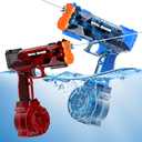 2 Pack Stronger Electric Water Gun for Kid/Aldult,Transparent Automatic Squirt Guns High Powered IP67 Waterproof, Water Guns with 400 Ammos for Outdoor Summer Beach Pool