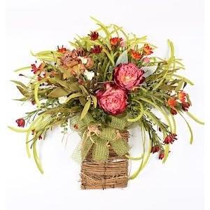 Fall Peony Hydrangea Basket Wreaths for Front Door Wreaths Baskets for Door, Every Day Decor