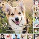 4 x 2026 Wall Calendar - Calendar 2026: January 2026 - December 2026, 12" x 24" (Opened), Full Page Monthly View, Thick & Sturdy Paper for Gift, Perfect Calendar Organizing & Planning - Dogs Theme (Green)