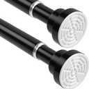 Tension Curtain Rod 30 To 64 Inch Black Tension Rods Adjustable Spring Loaded Curtain Rods 7/8" Curtains Rods No Drilling Tension Rods For Windows Bedroom Closet Doorway Door 2pcs