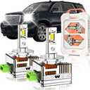 D3S HID Bulbs Fit for GMC 2015-2020 Yukon XL Yukon Denali 2013-2017 Acadia 30000LM 6000K White, Dual-sided 30 Chips, Xenon HID Light Replacement, 800% Brightness, Plug and Play, Pack of 2