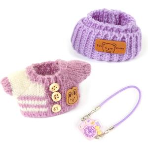 Labubu Clothes for Doll 17cm Dolls Clothes with Accessories Kawaii Outfit Set Purple (NO Doll)