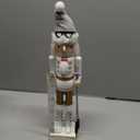 Joliyoou 15 inch Christmas Nutcracker, Wooden Nutcracker Skier Wearing A White Ski Suit, Traditional Hand-Painted Festive Decorations for Table, Mantel and Xmas Party