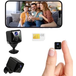4G LTE Hidden Camera,Cellular Security Camera No WiFi with 4G SIM Card, 4K HD Portable Car Spy Camera, 160 Wide View, with Night Vision, AI Motion Detection Alert App Control (Black)