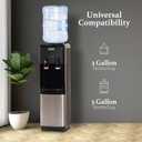 Igloo Top Loading Water Cooler with Removable Tray & Energy-Saving Features - Water Tower with Hot, Cold Temperature Settings- Water Dispenser Fits 3 & 5-Gallon Jugs with Child Safety Lock- Stainless