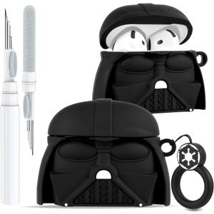 Toyuma for AirPods 4 Case Cute Kawaii Cartoon - Funny 3D Soft Silicone Case Cover with Keychain & Cleaner Kit for Women Girls Teens Character Fun Fashion Design Protective Case for Airpods 4,Black