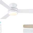 42 Inch Ceiling Fans with Lights and Remote, Low Profile Ceiling Fan with Light Flush Mount, Reversible, 6 Speeds, 3CCT Dimmable White Ceiling Fan for Bedroom Dinning Room Indoor