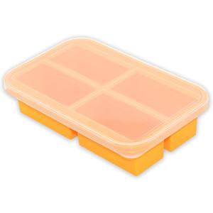 Bangp Silicone Freezer Tray for Soup Ice Cubes,1-Cup Freezing Tray with Lid for Meal Prep, Rice, Broth, Sauce, Leftovers. Makes 4 Perfect 1 Cup Portions. Oven & Dishwasher-Safe (Yellow)