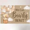 We Can Bearly Wait Banner for Baby Shower Decorations Bear Backdrop for Bear Baby Shower Decorations Brown