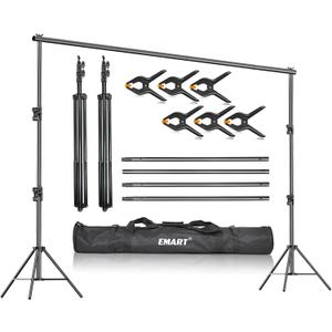 EMART Heavy Duty Background Stand, 9.2 x 10ft Adjustable Backdrop Support System Kit with Carry Bag for Photography (10ft x 9.2ft)