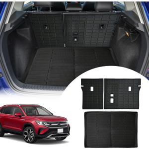 Cargo Liners Backrest Mat for Volkswagen Taos AWD Accessories 2022-2025 with Hook&Loop Rear Trunk Mat Rear Seat Back Cover Protector All Weather 3 PCS