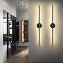 Minimalist Linear Wall Light Aluminum Modern LED Long Strip Wall Sconce, Indoor Slender Wall Mounted Lamps for Bathroom Corridor Aisle Living Room Background Bedroom Bedside Bar, 100cm