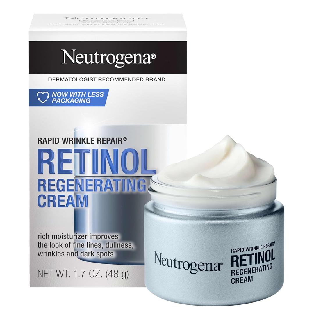 Neutrogena Rapid Wrinkle Repair Retinol Face Moisturizer, Daily AntiAging Face Cream with Retinol & Hyaluronic Acid to Fight Fine Lines, Wrinkles, & Dark Spots, 1.7 oz