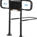 Bed Rails for Elderly Adults Safety - Elderly Assistance Products, Bedrails for Rlderly Adults Grab Bar Bed Handrails, Bed Rail with Pocket, Motion Sensor Light Fits King, Queen, Full, Twin (Black)