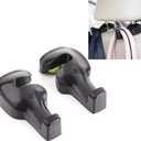 Universal Car Vehicle Back Seat Headrest Hanger Holder Hook for Bag Purse Cloth Grocery (Black - Set of 2)