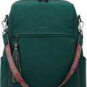 FADEON Leather Backpack Purse for Women Designer Travel Backpack Purses PU Fashion Ladies Shoulder Bag with Tassel (Medium (14-in Height), 1 Dark Green Nubuck Style)