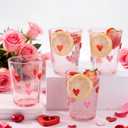 4pcs Heart Icon Juice Glasses 8.5 oz Red and Pink Heart Icon Wine Glasses Apprciation Gifts Bulk for Engagement Wedding Party Her Women Girlfriend Wife Present