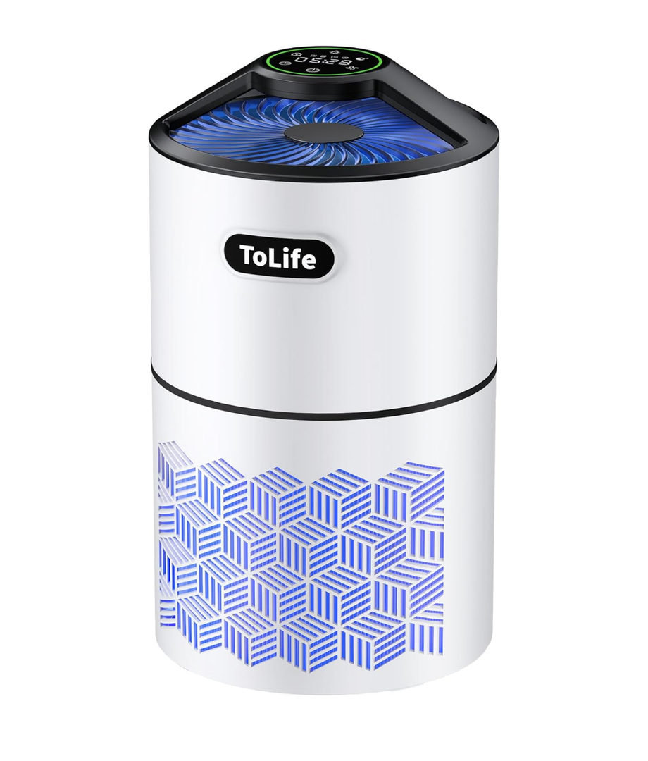 Tolife Air Purifiers for Home Large Room Up to1291 Ft² Air Quality Sensors HEPA Air Purifiers for Bedroom, Auto & Timing Function, Remove Smoke, Pet Hair, Allergies,Dust