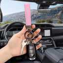 Turcee Leather Car Keychain,Creative Personality Leather Key Fob Replacement,Car Accessories Universal Key Fob Keychain for Men and Women (Pink)