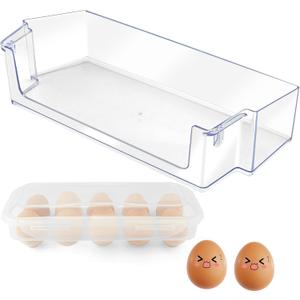W11239961 W10900538 Door Shelf Bin Compatible for Whirlpool Refrigerator Door Shelf/Whirlpool Fridge Door Shelves/Whirlpool Fridge Door Shelf Bin by MIFLUS-with Additional Egg Tray