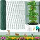 32.8ftx20In Plant Protectors from Animals,Plant Cages for Outdoor Plants,Wire Plant Protector Cage,Wire Plant Protector,Chicken Wire Cloche with Ground Stakes & Nylon Ties Protect Plants from Animals