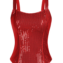 GRACE KARIN Sequin Tank Tops for Women Bustier Corset Top Sparkle Sexy Slim Camisole Sleeveless Party, Size XS