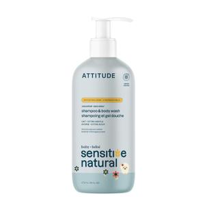 ATTITUDE Baby 2-in-1 Shampoo and Body Wash, EWG Verified, Plant- and Mineral-Based Ingredients, Vegan and Cruelty-Free Products for Sensitive Skin, Unscented, 16 Fl Oz