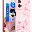 Yucenx for Motorola Moto G 5G 2024 6.6 inch Case, Girls Women Florals Liquid Silicone Phone Case, Shockproof Anti-Scratch Soft Protection Case with 2X Screen Protectors for Moto G 5G 2024 (Pink)