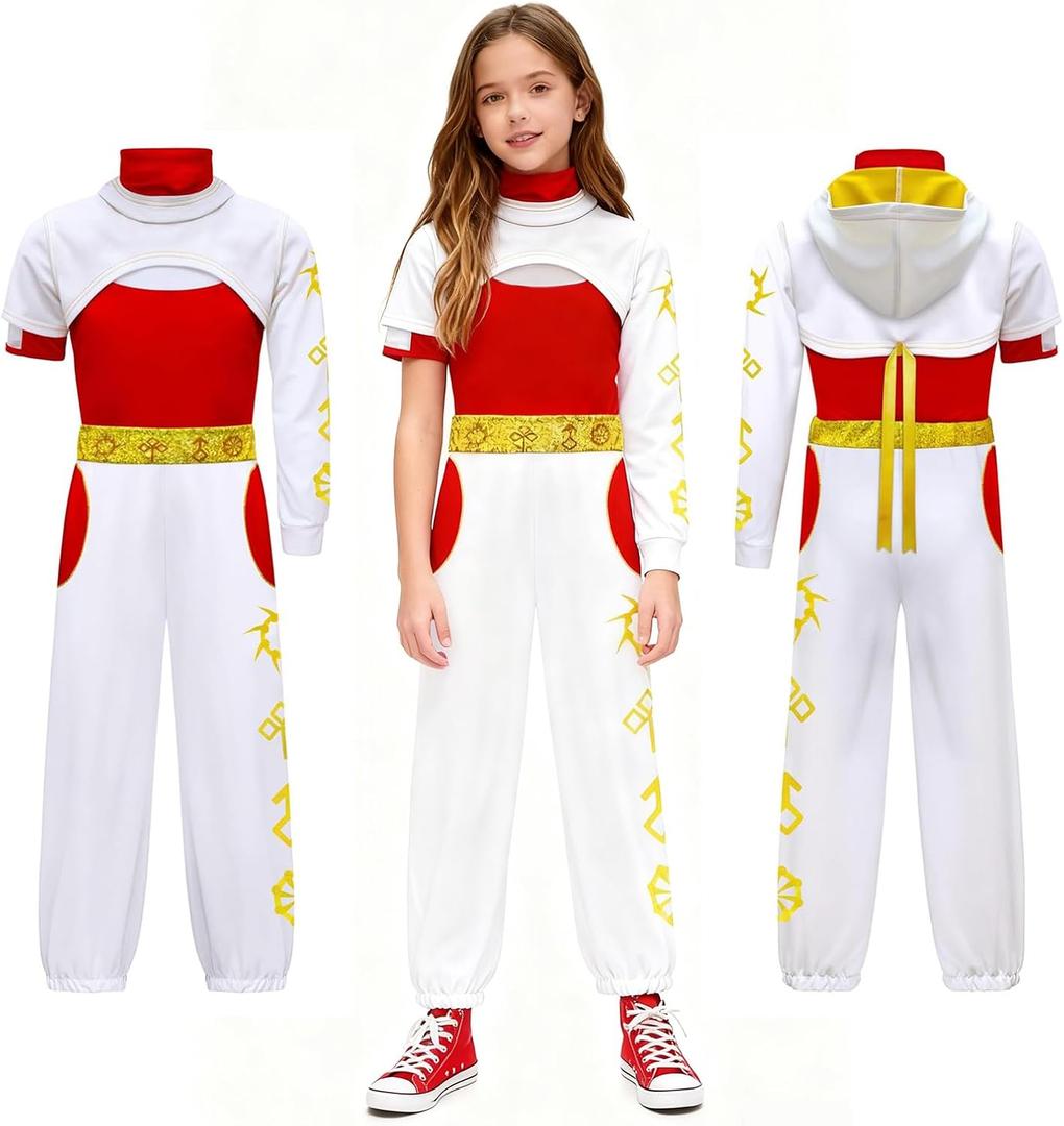 Zombie Girls Costume Halloween Cosplay Cheerleader Character Costumes with Mesh Top Pants Hooded Coat 3PCS Uniform Outfits