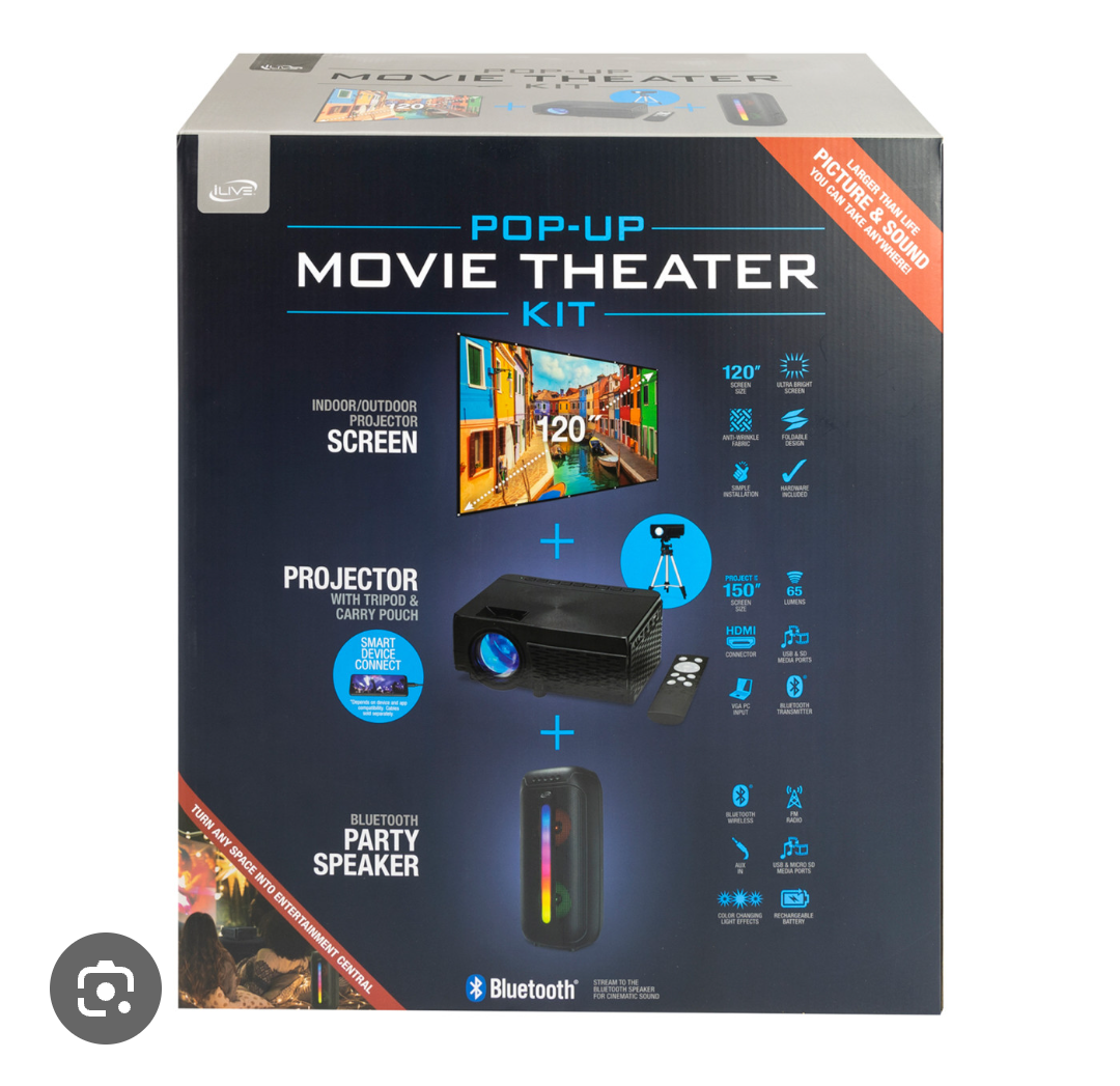 iLive Pop-Up Movie Theater Kit - Projector/Speake Screen (THE2023BDL)