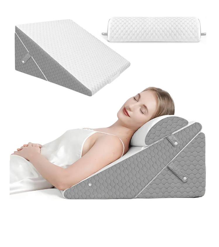 Wedge Pillow Headboard, 3PCS Orthopedic Bed Wedge Pillows Set for After Surger Grey, 25" x 22"