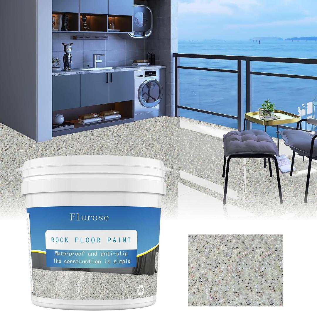 Epoxy Colored Sand Floor Paint, High-Gloss Self-Leveling Epoxy Coating for Interior & Exterior Surfaces, Wear-Resistant & Non-Slip Marble Effect Finish, 35oz (1KG), Multicolored