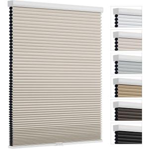 Changshade Cordless Cellular Shades, Blackout Room Darkening Black Out Honeycomb Blinds for Indoor Windows Bedroom, Pull Down Pleated Accordion Blind Easy Install, Shade Size 31.5" Wx72 H, Beige