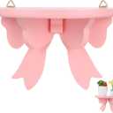 DOITOOL Wood Floating Shelves Bow Shelf Pink Wall Shelf Kawaii Room Decor Nordic Style Decorative Small Wall Shelves for Bedroom, Living Room, Kitchen, Office (Pink)