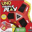 UNO Triple Play Card Game with Card-Holder Unit with Lights & Sounds & 112 Cards, Kid, Teen & Adult Game Night Gift Ages 7 Years & Older, HCC21